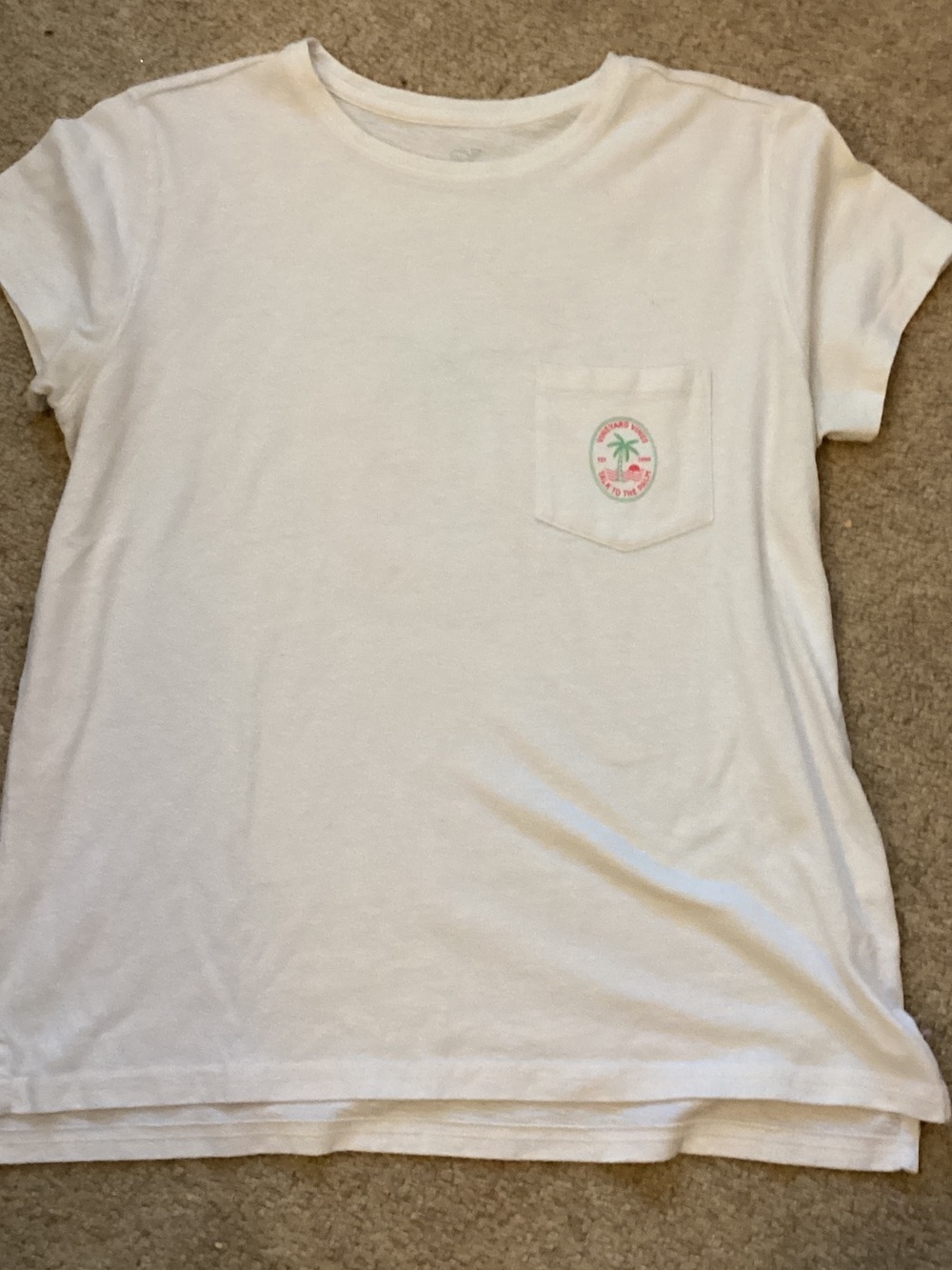 Vineyard Vines White Adult Pocket Tee with Palm Patch